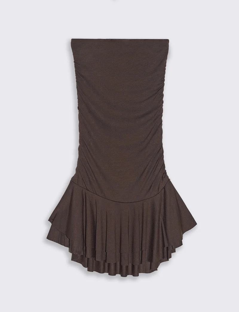 Vestito mini con volant - Moro