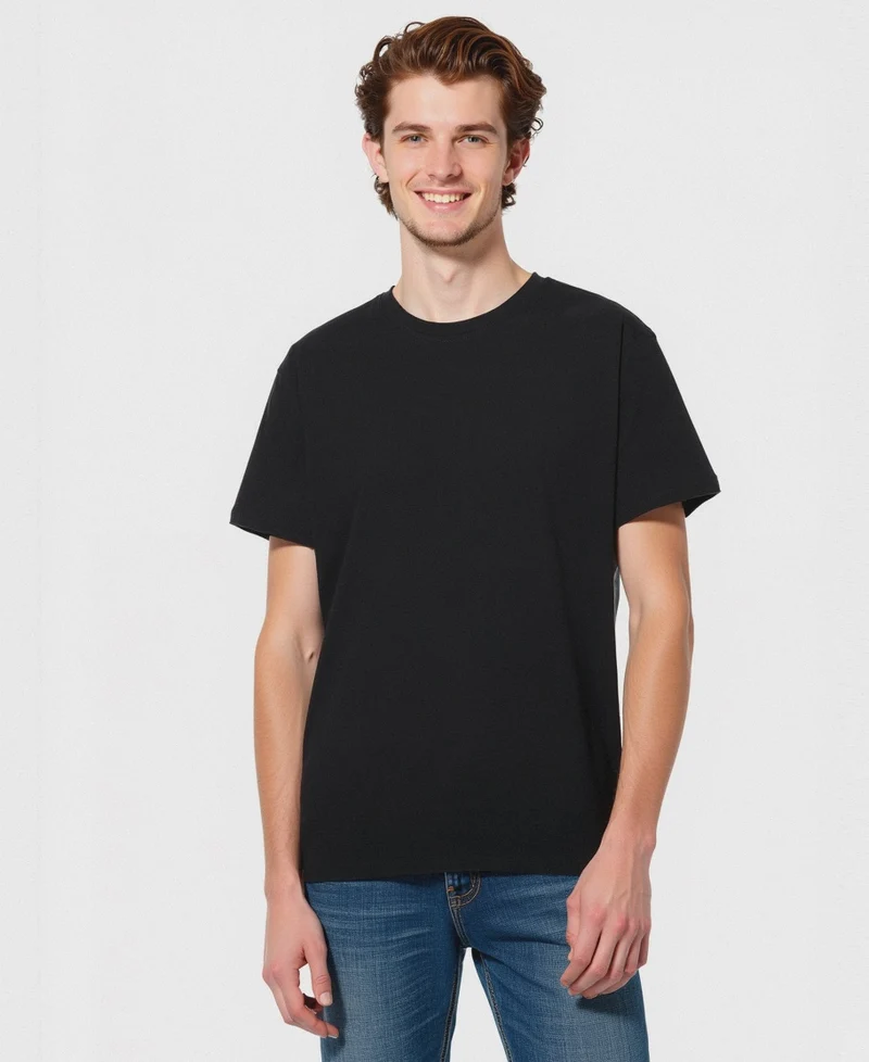 T-SHIRT BASIC IN COTONE REGULAR FIT - Nero