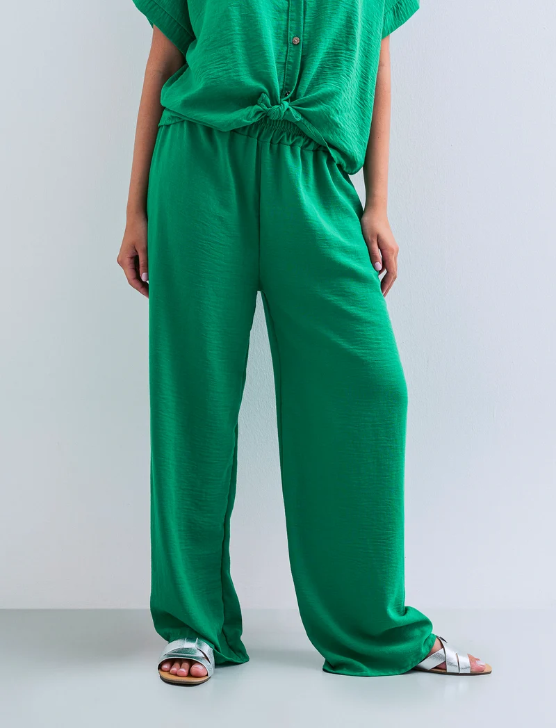 Pantalone palazzo elastico per donna - Verde