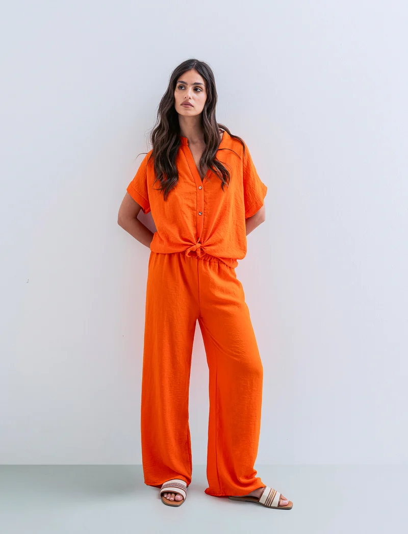 Pantalone palazzo elastico per donna - Arancio