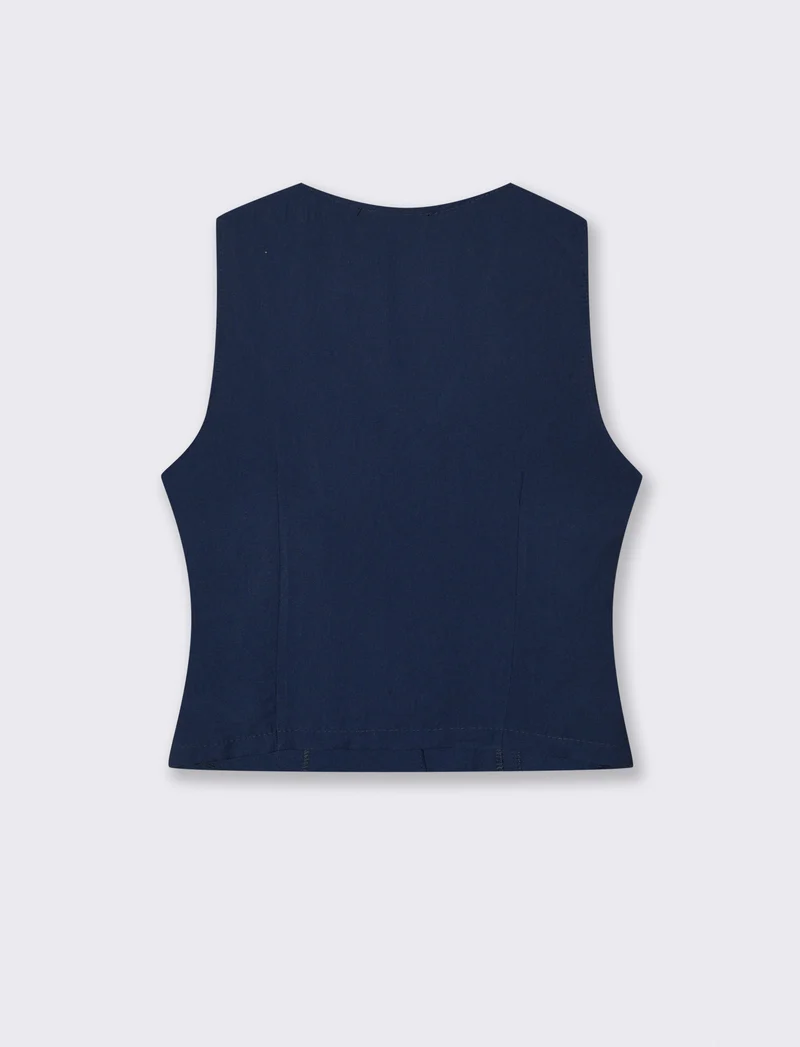 Gilet con bottoni in viscosa - Blu