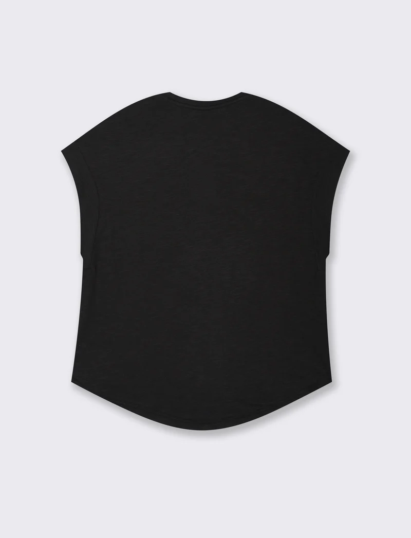 T-SHIRT CON MANICA AD ALETTA - Nero