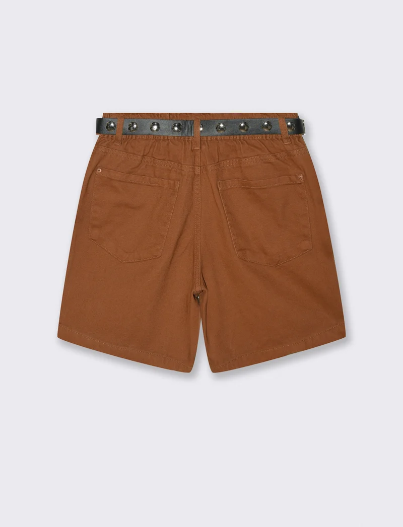 SHORT CON CINTURA - Cognac