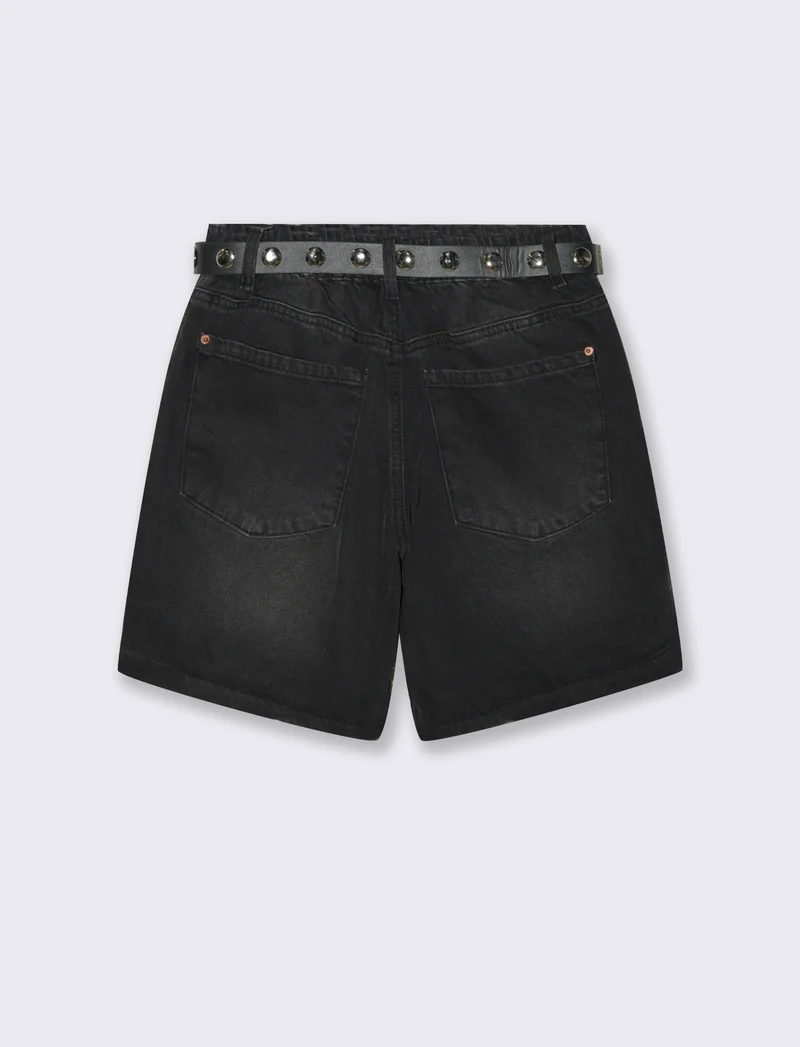 SHORT CON CINTURA - Nero