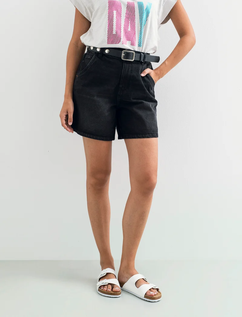 SHORT CON CINTURA - Nero