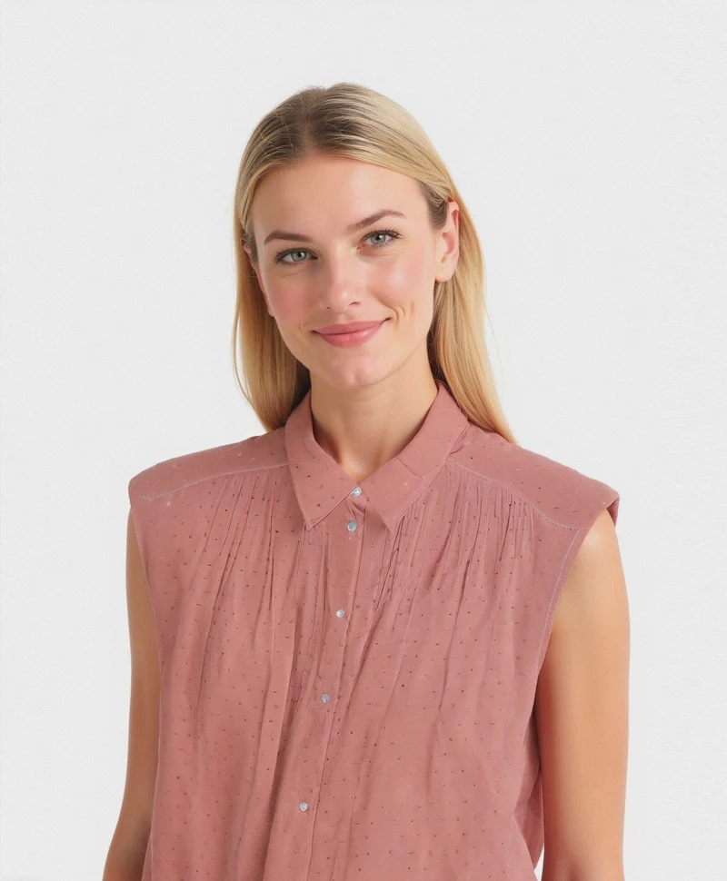 CAMICIA CON MANICHE AD ALETTA - Rosa polvere