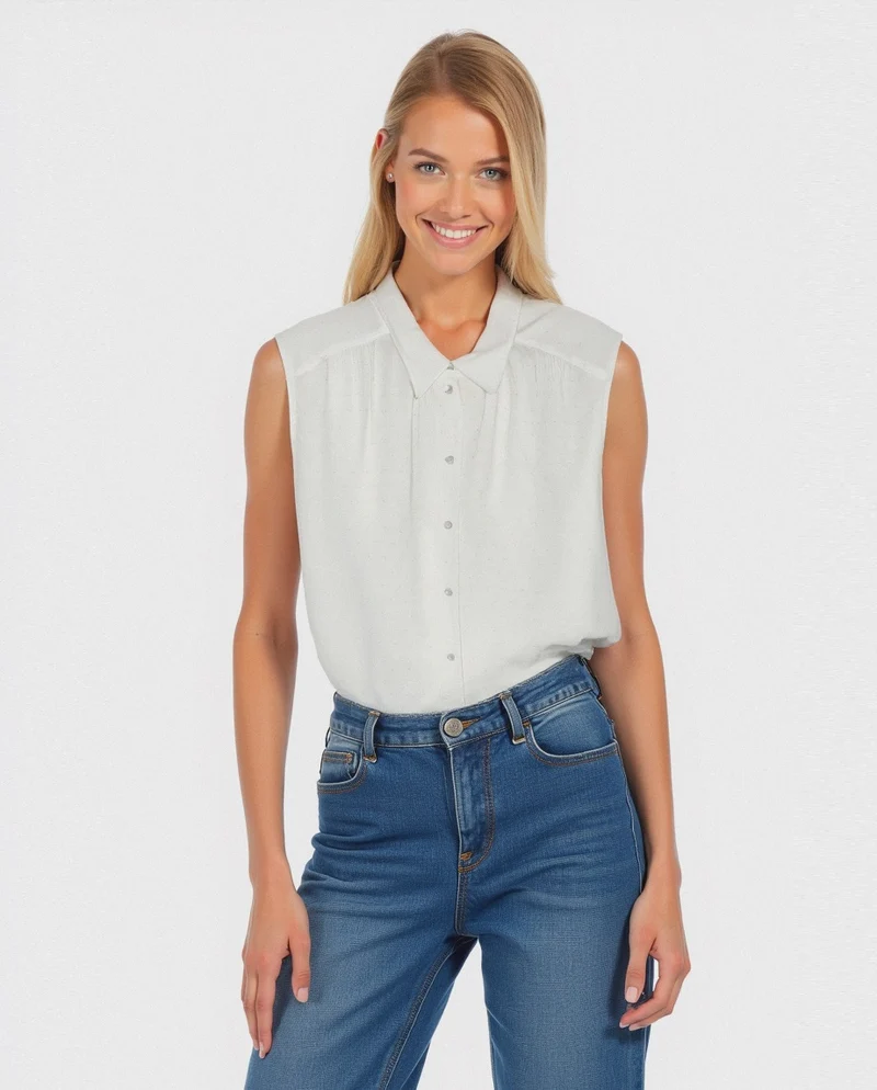 CAMICIA CON MANICHE AD ALETTA - Avorio