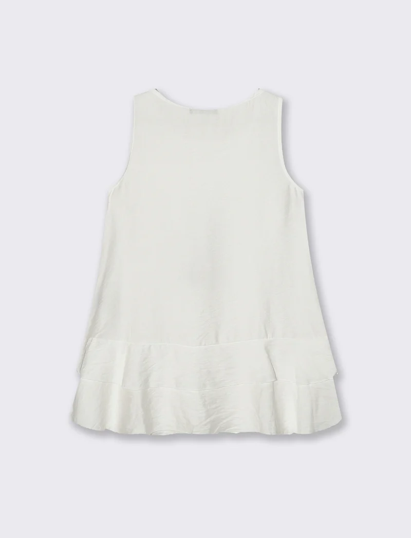 Top con balza e collana - Bianco