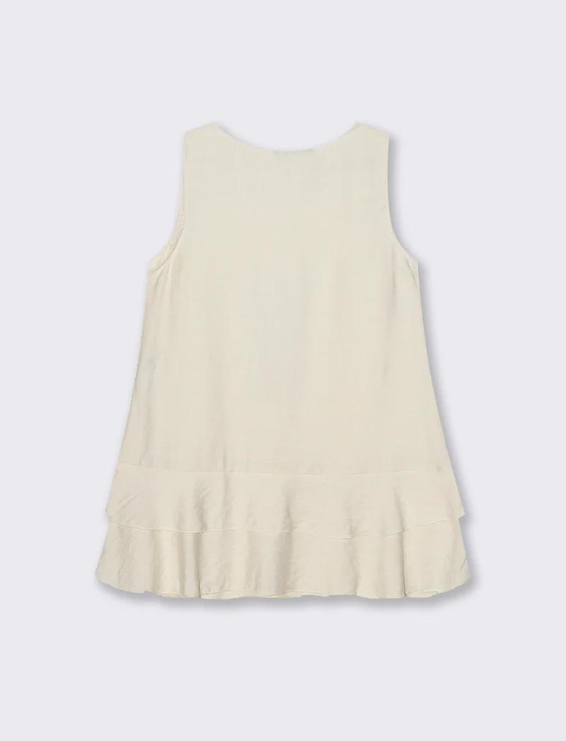 Top con balza e collana - Sabbia