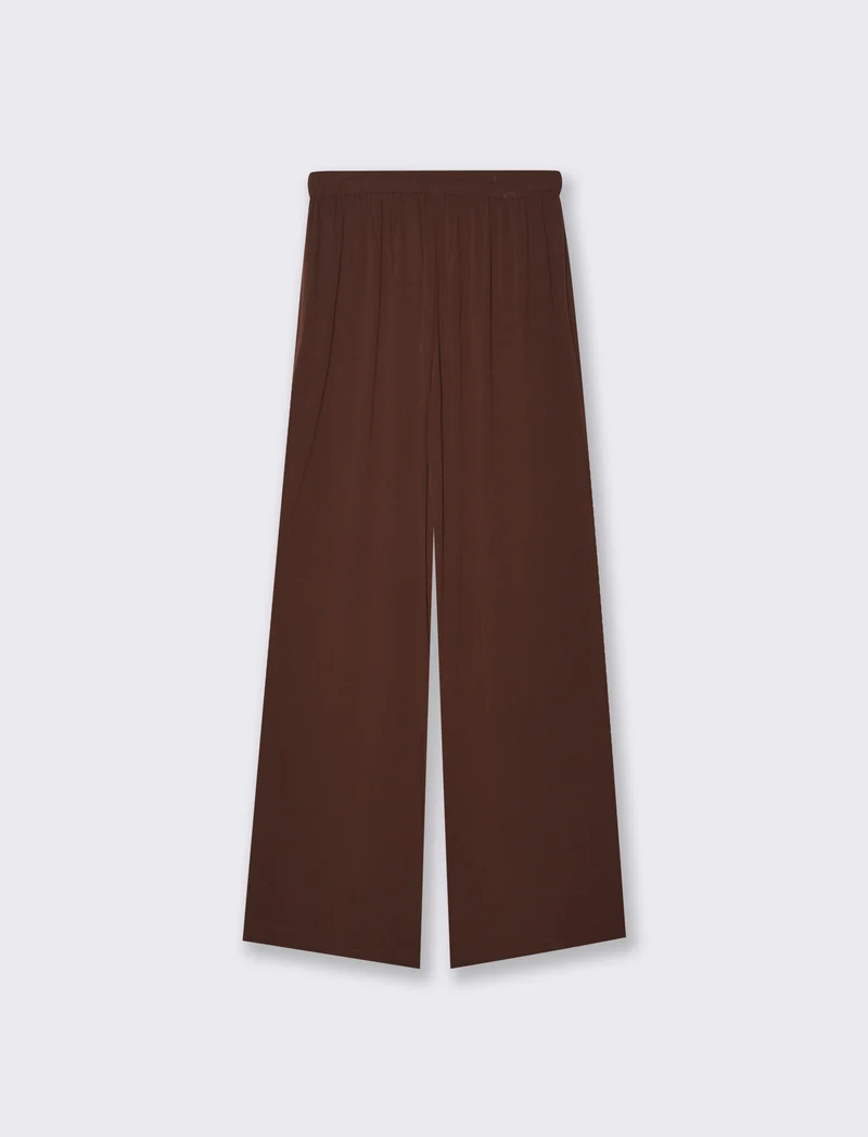 PANTALONE PALAZZO - Marrone cioccolato