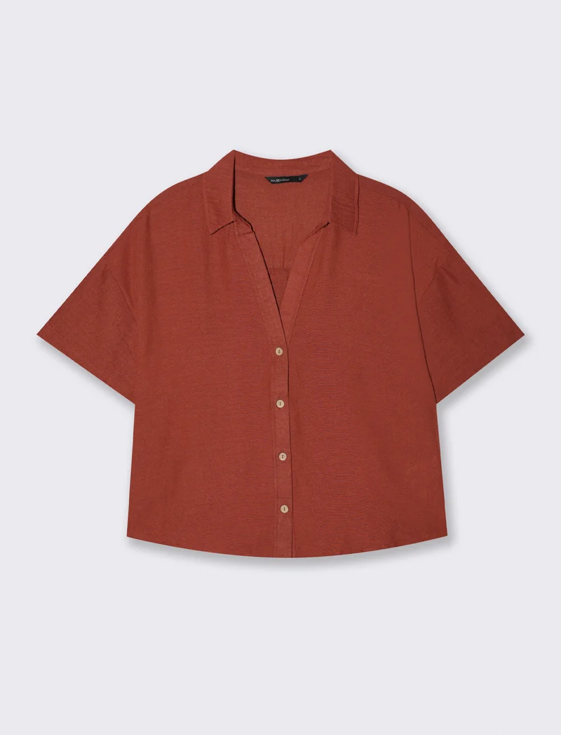 CAMICIA MANICA CORTA - Marrone bruciato