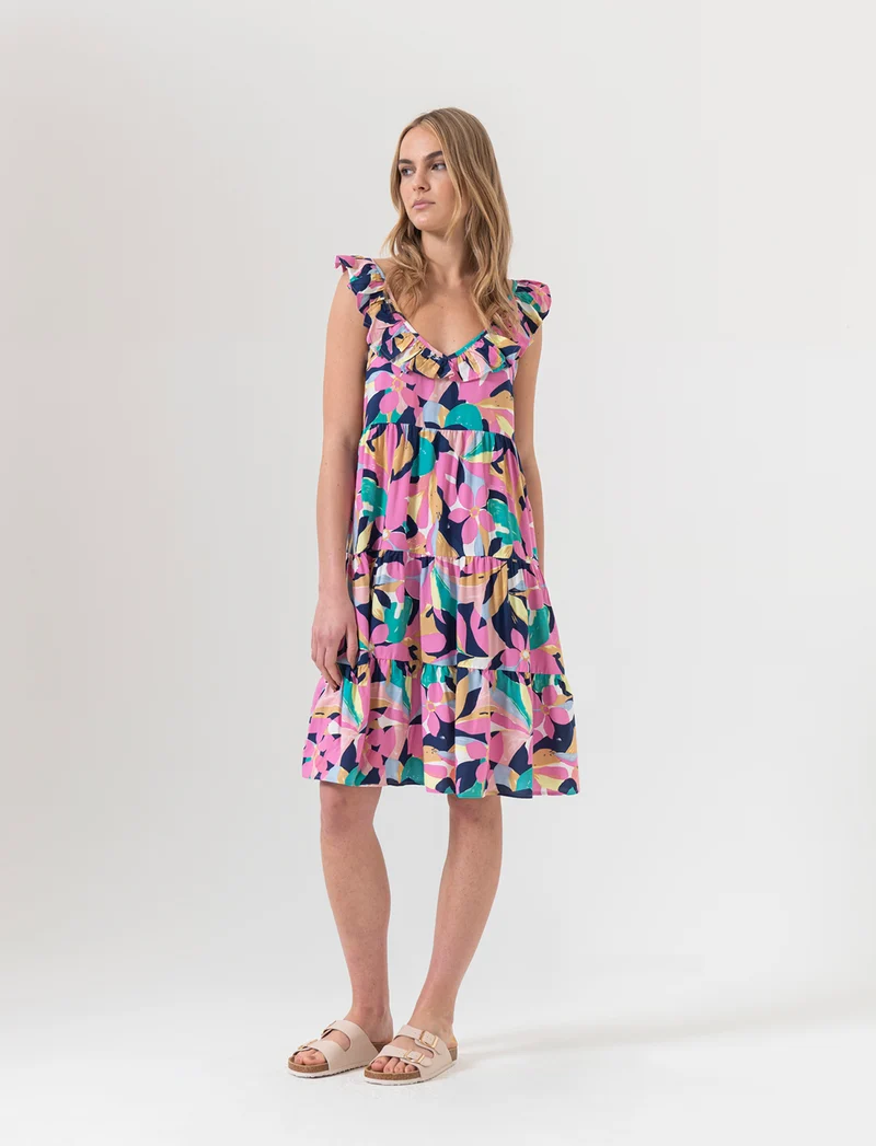 Vestito corto con rouches da donna - var 3