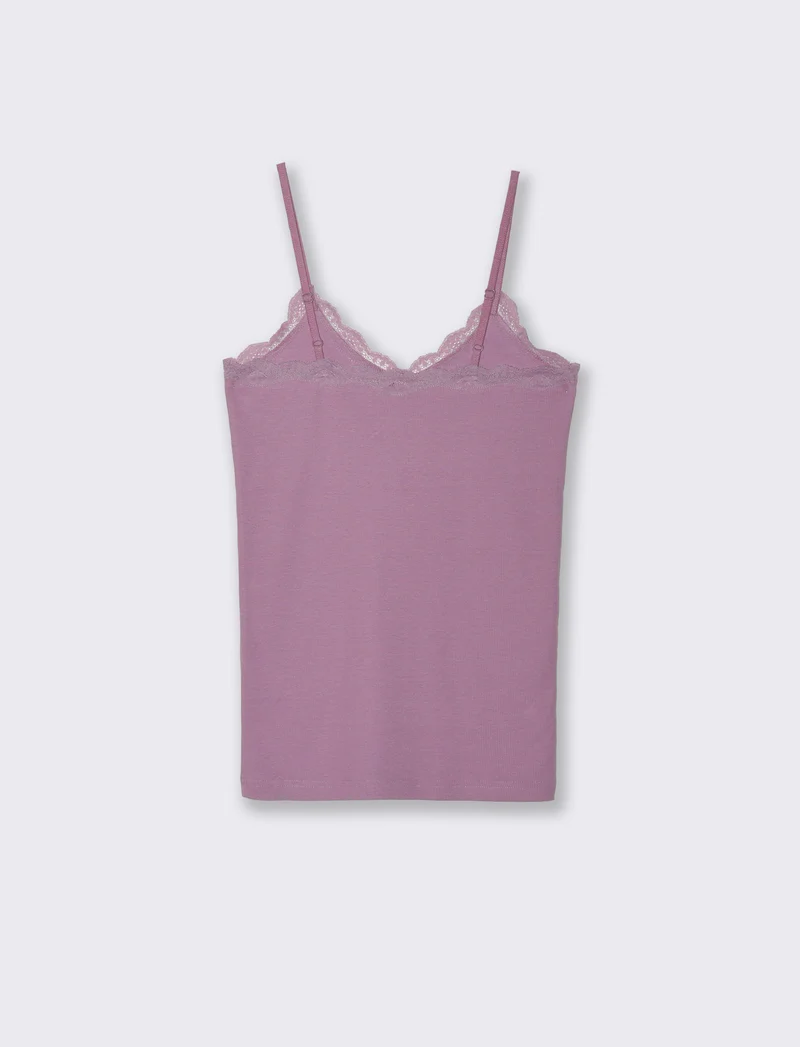 TOP CON PIZZO - Viola malva