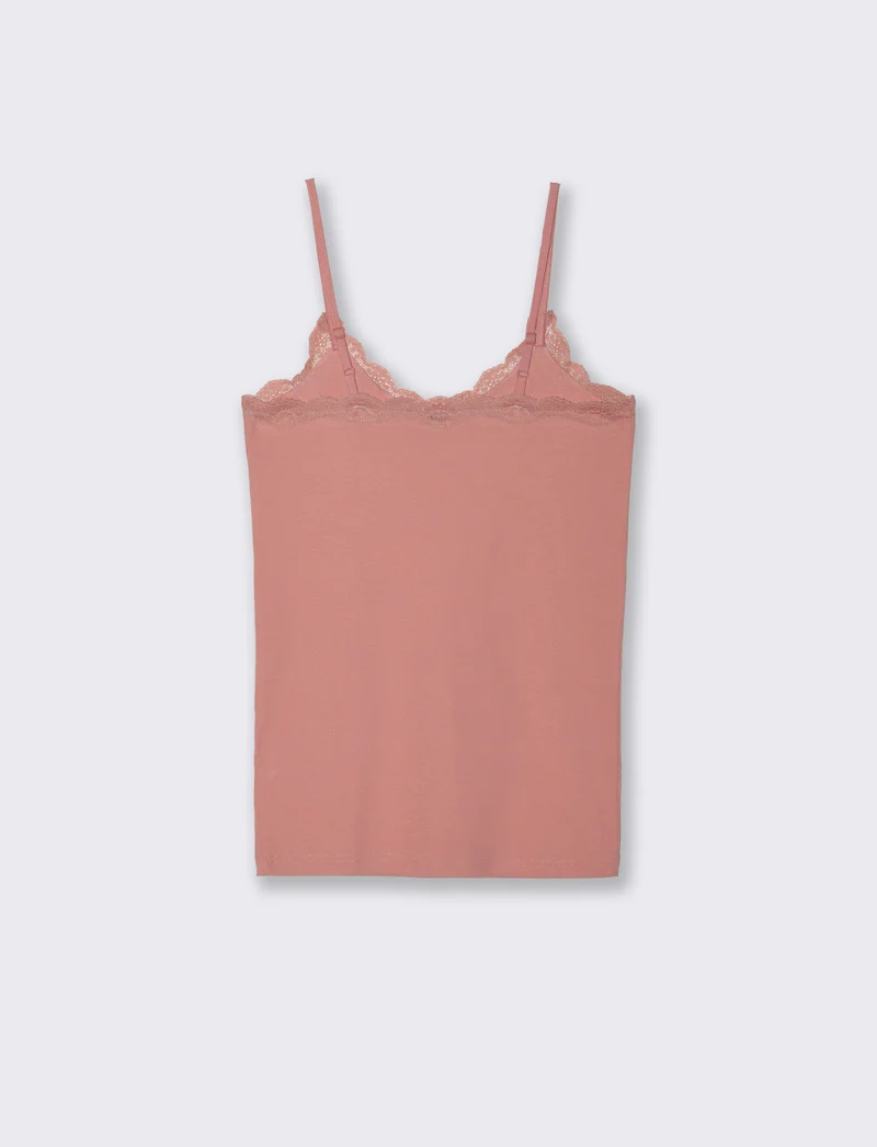 TOP CON PIZZO - Rosa polvere