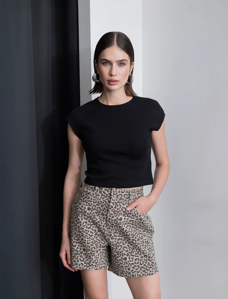 T-SHIRT CROP - Nero