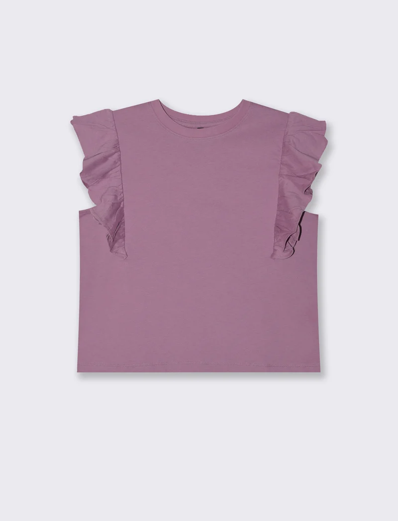 T-SHIRT CON ROUCHES - Viola malva