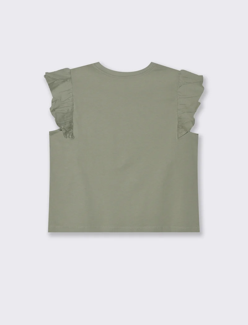 T-SHIRT CON ROUCHES - Verde foresta