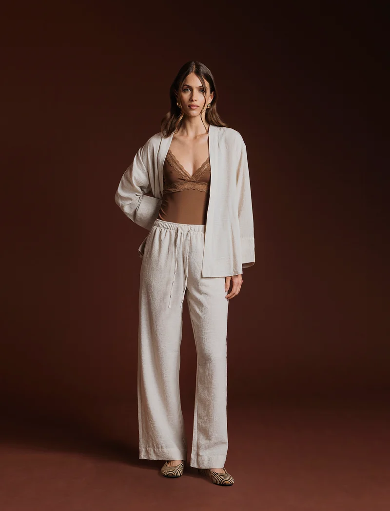 PANTALONE CON COULISSE - Beige corda
