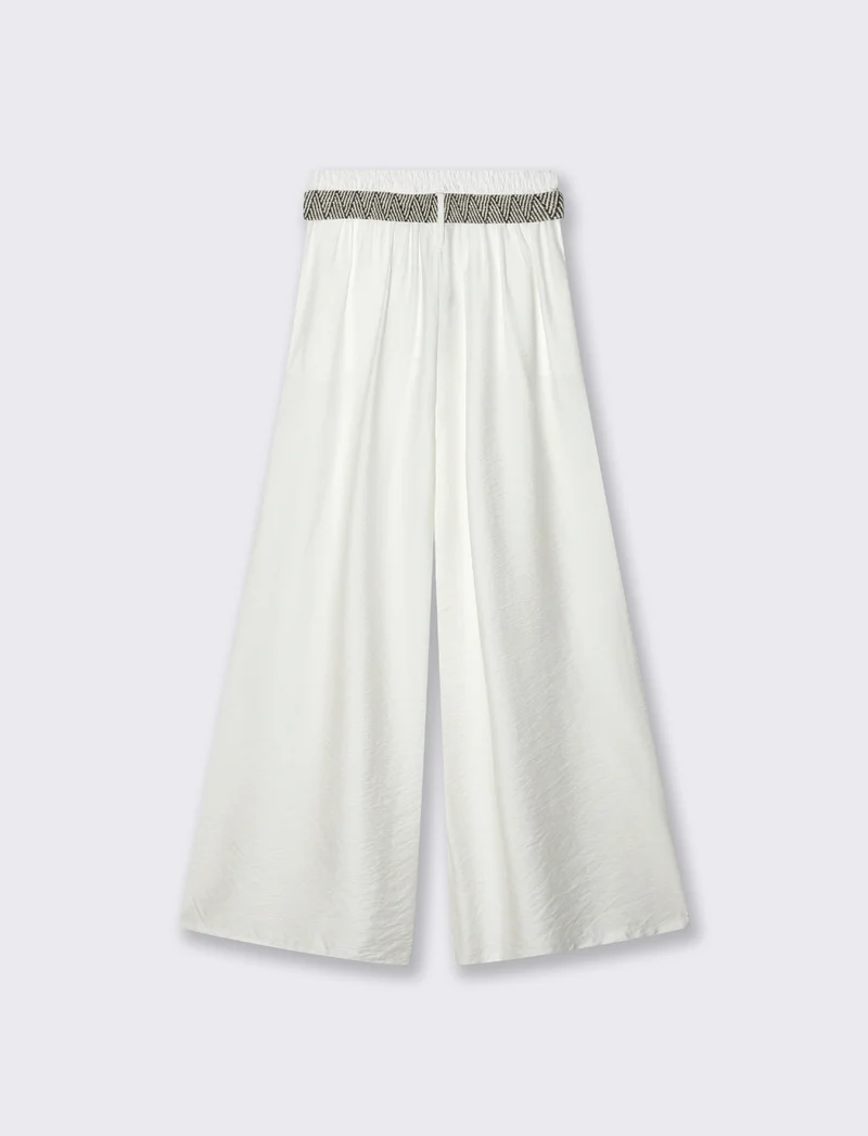 Pantalone a palazzo con cintura - Bianco