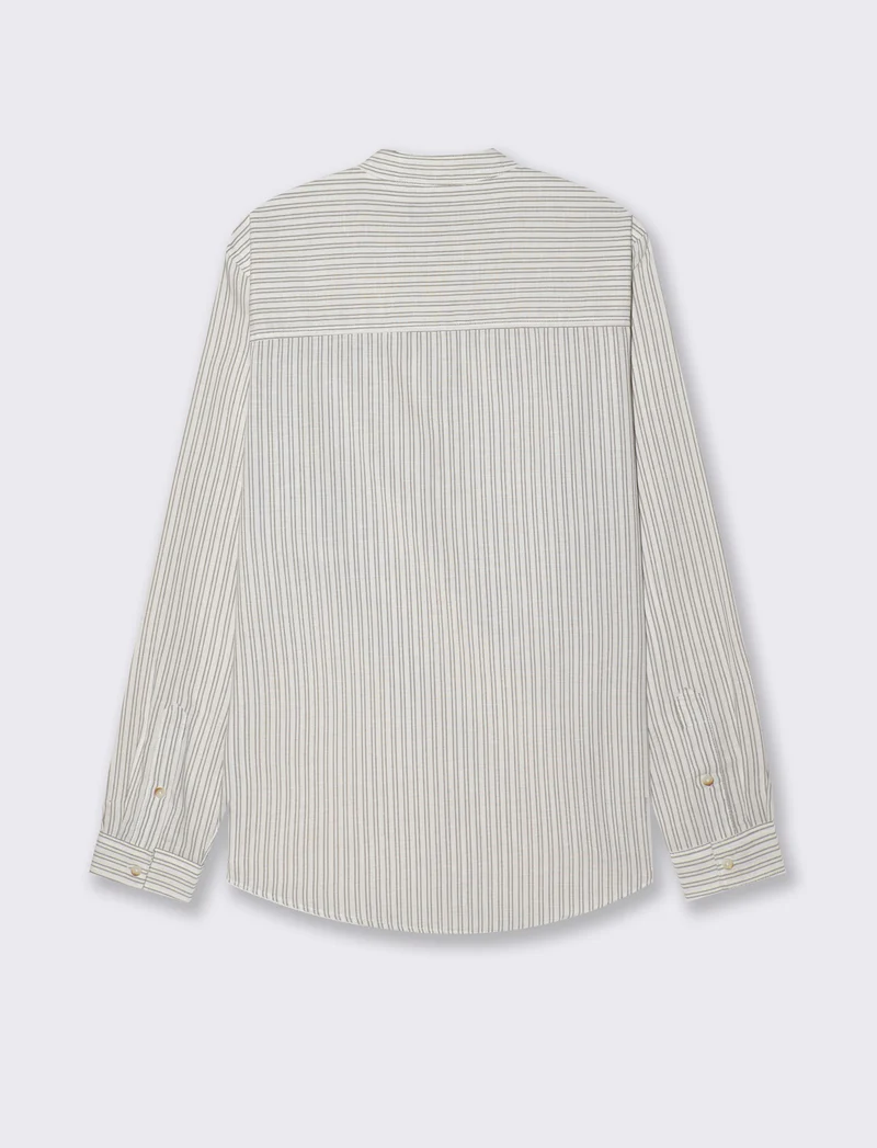 Camicia coreana a righe da uomo - Bianco