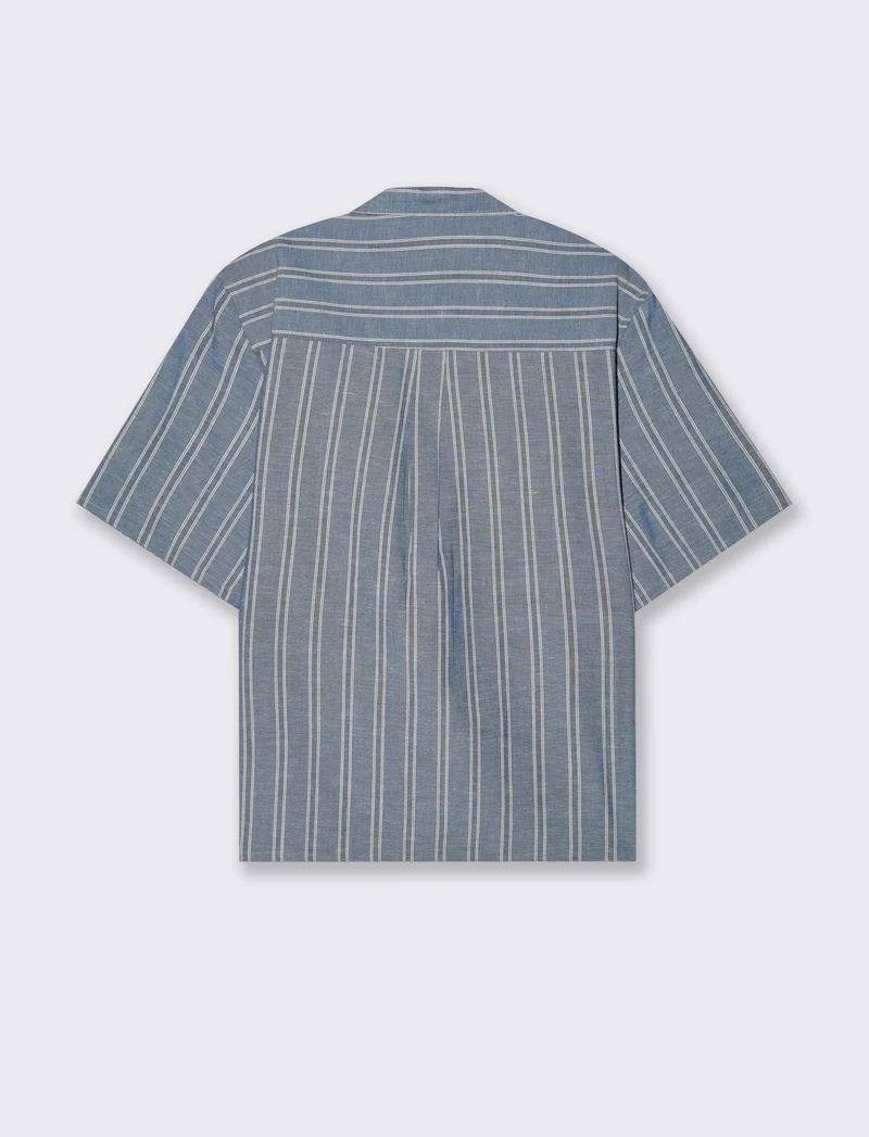 Camicia effetto denim a righe da uomo - Blu