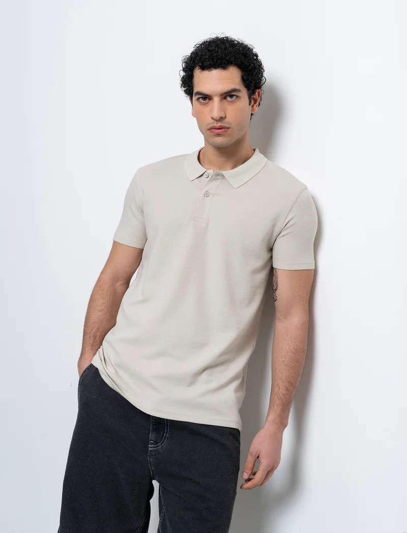 Polo in tessuto struttura ottoman da uomo - Grigio ghiaccio