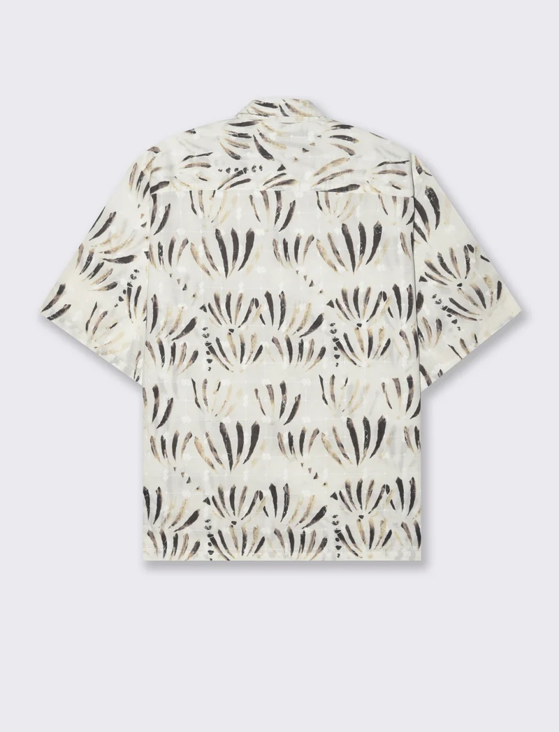 Camicia fantasia stampata e ricamata da uomo - Beige ecru
