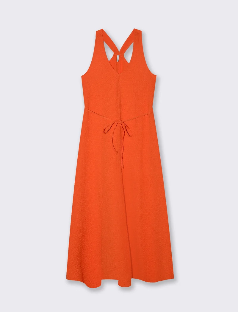Vestito lungo con cintura da donna - Arancio