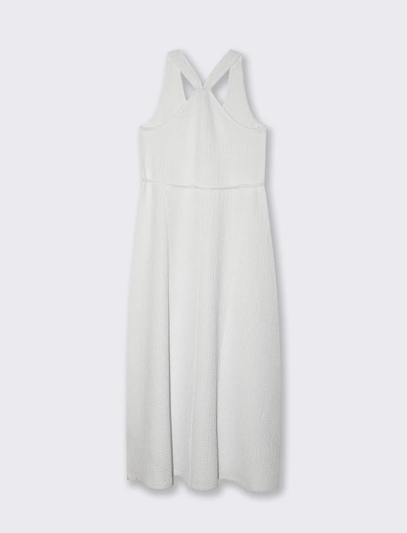 Vestito lungo con cintura da donna - Bianco