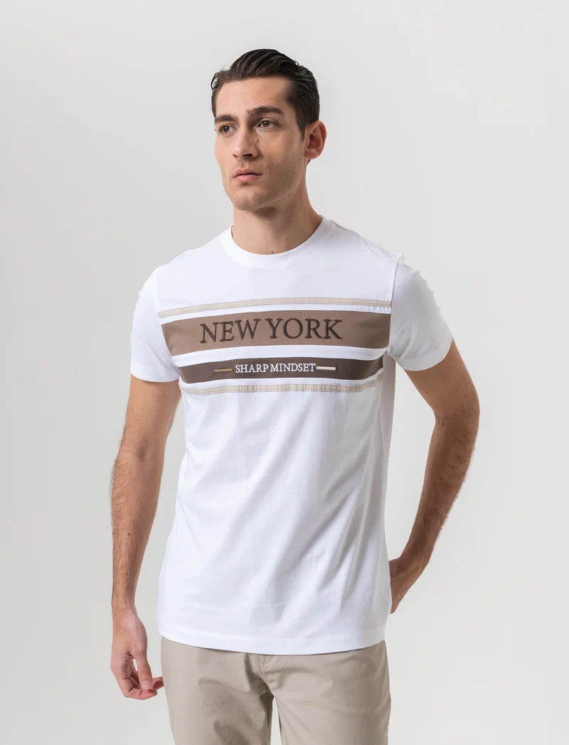 T-shirt con ricamo da uomo - Bianco