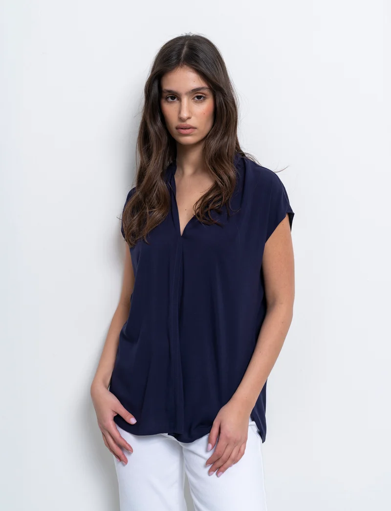 Casacca con scollo a v da donna - Blu