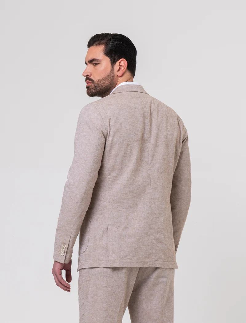 Blazer da completo tessuto misto lino da uomo - Grigio tortora