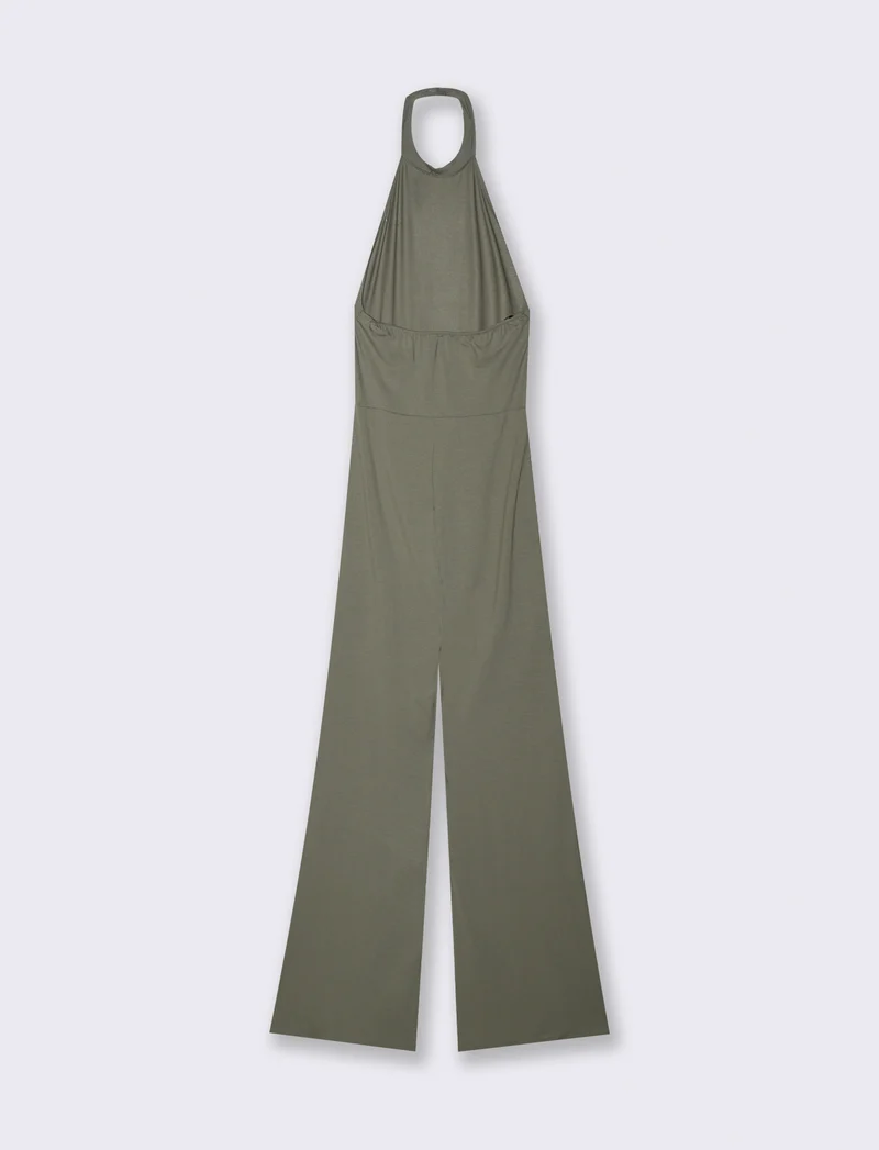 Jump suit con scollo halterneck - Verde salvia