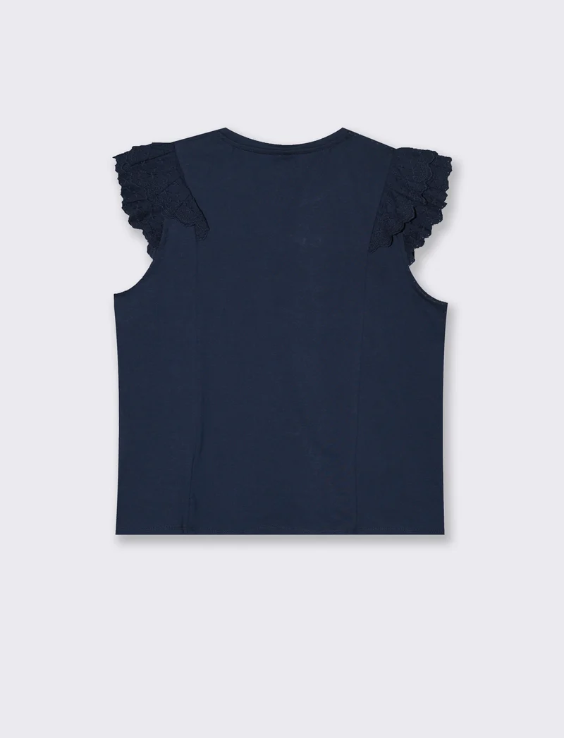 T-shirt con rouches da donna - Blu