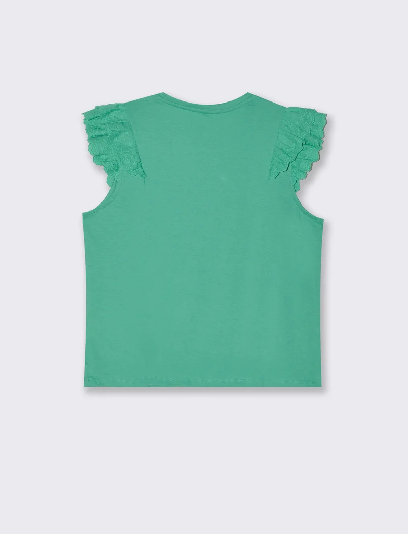 T-shirt con rouches da donna - Verde smeraldo
