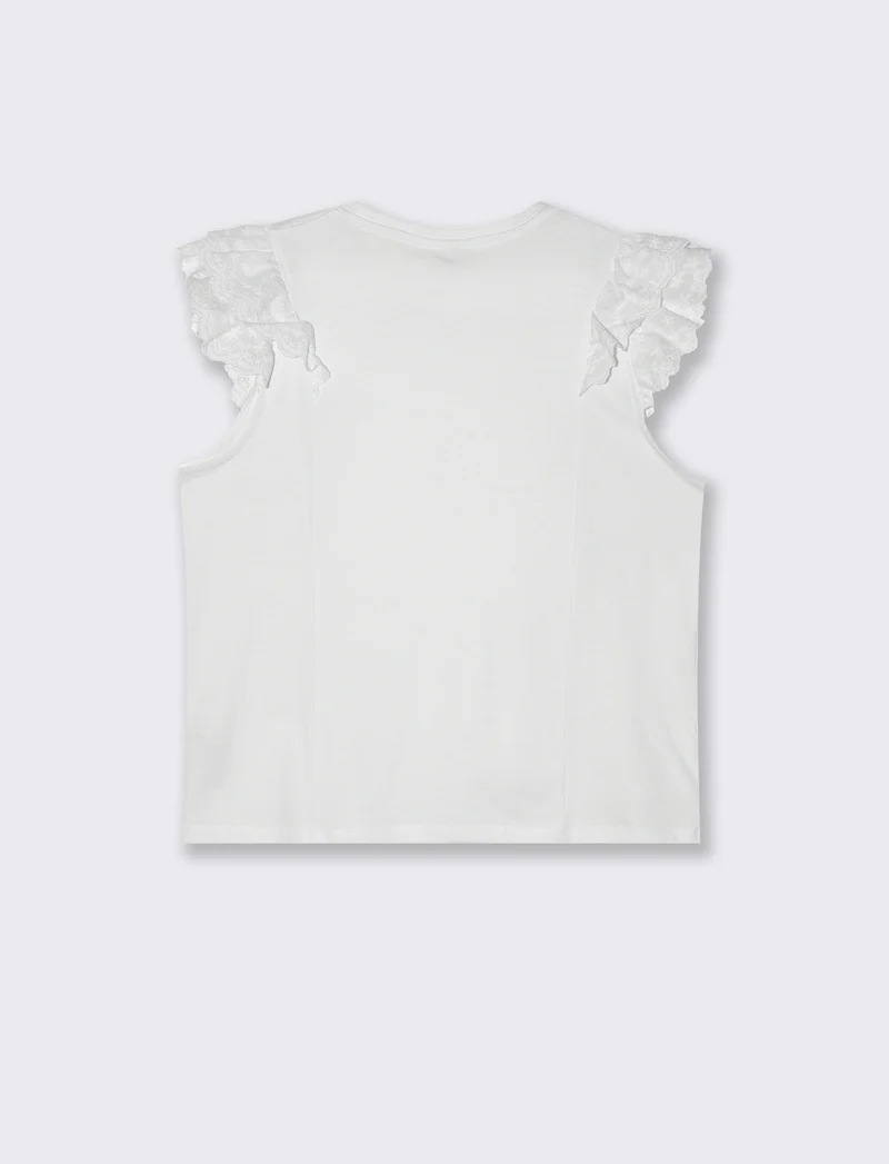 T-shirt con rouches da donna - Bianco