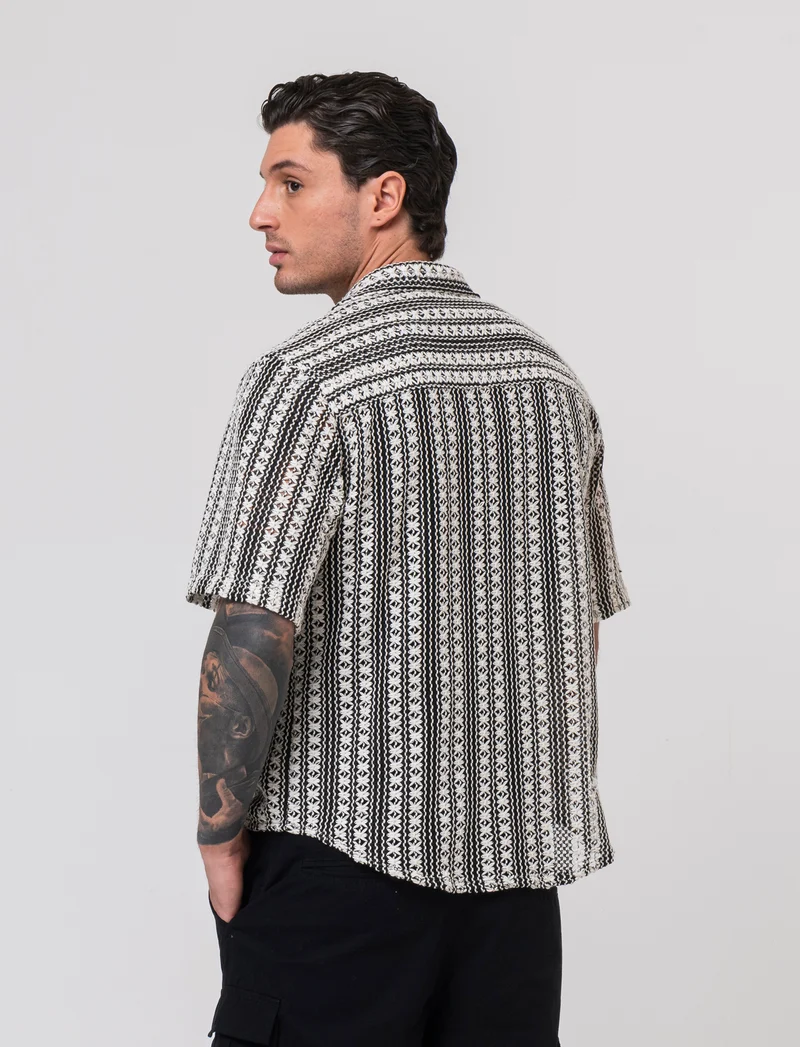 Camicia crochet da uomo - Nero