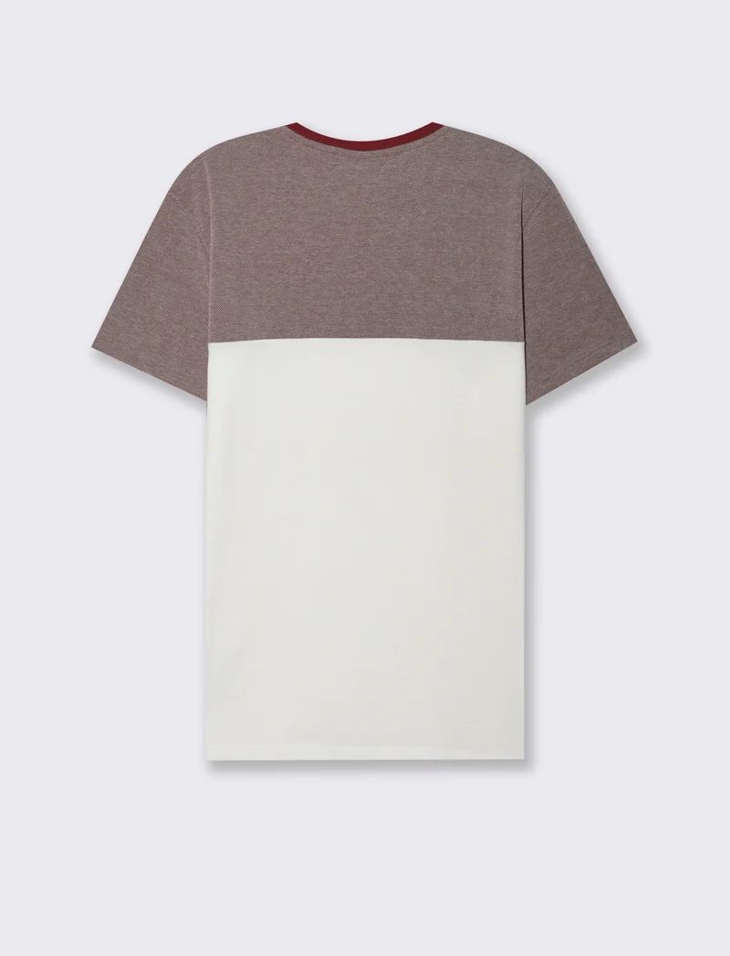 T-shirt in piquet bicolore da uomo - Bordeaux