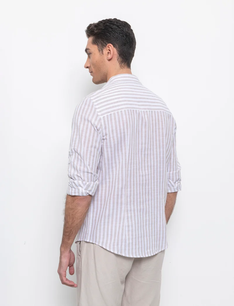 Camicia a righe da uomo - Verde salvia