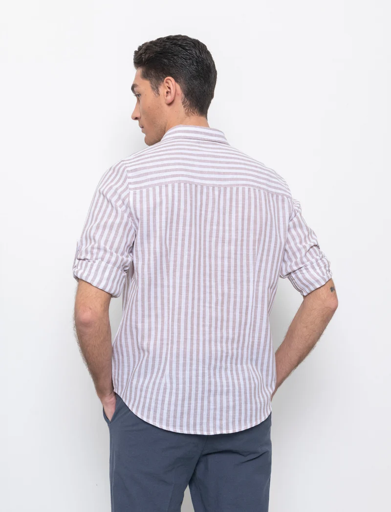 Camicia a righe da uomo - Grigio tortora