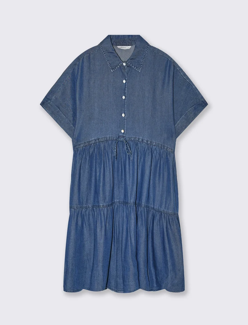 Vestito con coulisse da donna - DENIM SCURO