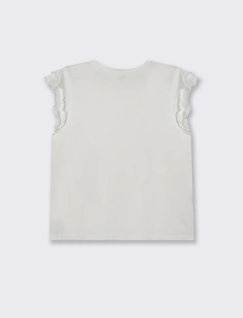 T-shirt con rouches da donna - Bianco