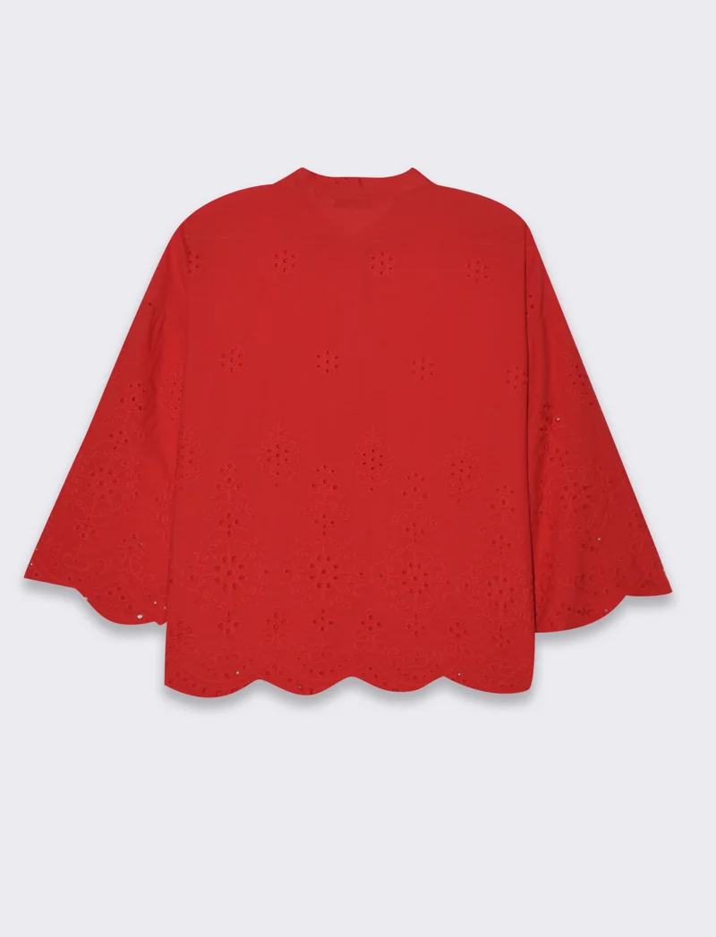 Camicia in pizzo da donna - Rosso scarlatto