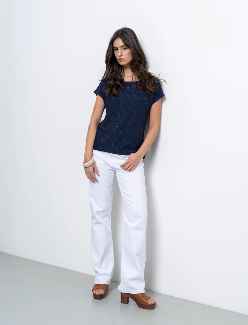 T-shirt in pizzo da donna - Blu