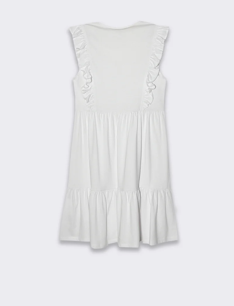 Vestito corto con rouches da donna - Bianco