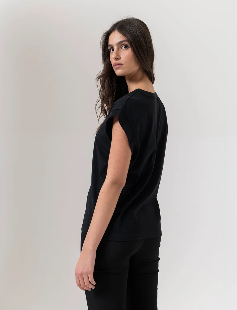 T-shirt con stampa e paillettes da donna - var 2