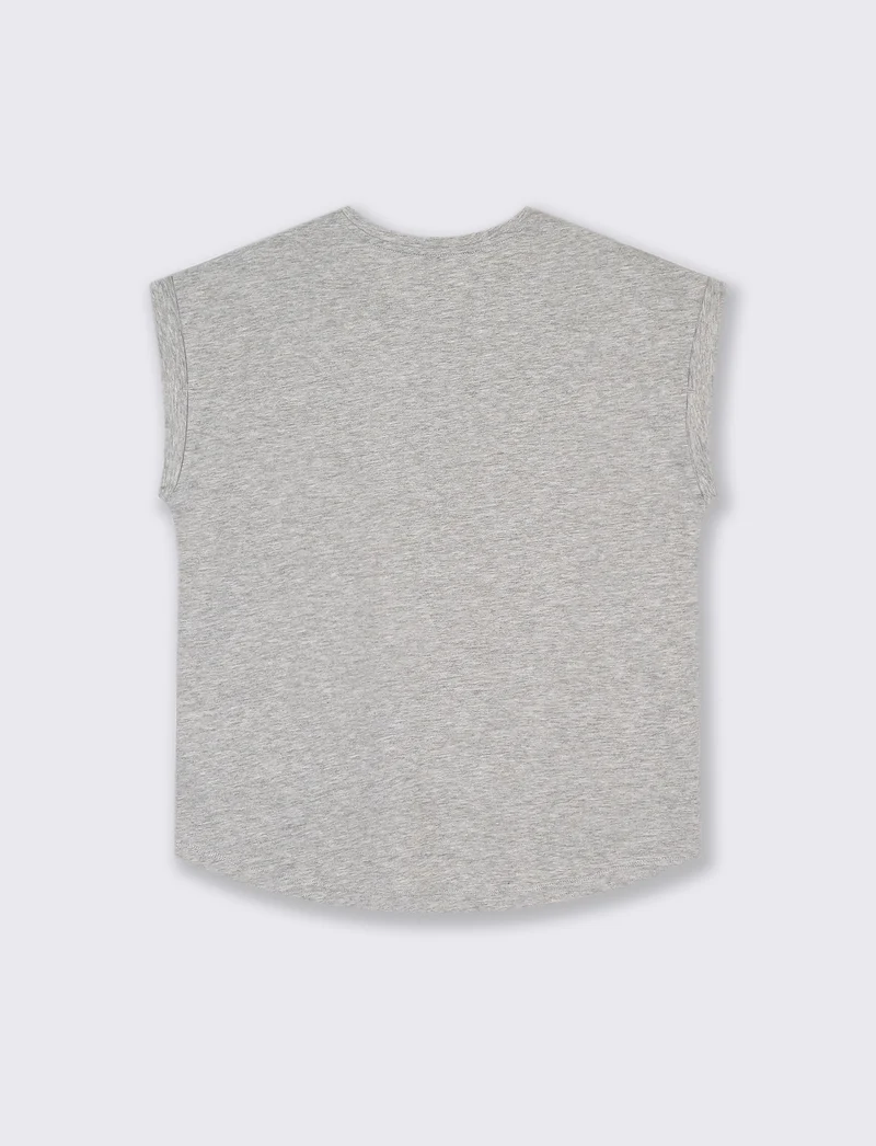 T-shirt con stampa e perline da donna - Grigio mel.