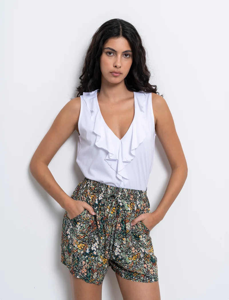 T-shirt con rouches da donna - Bianco