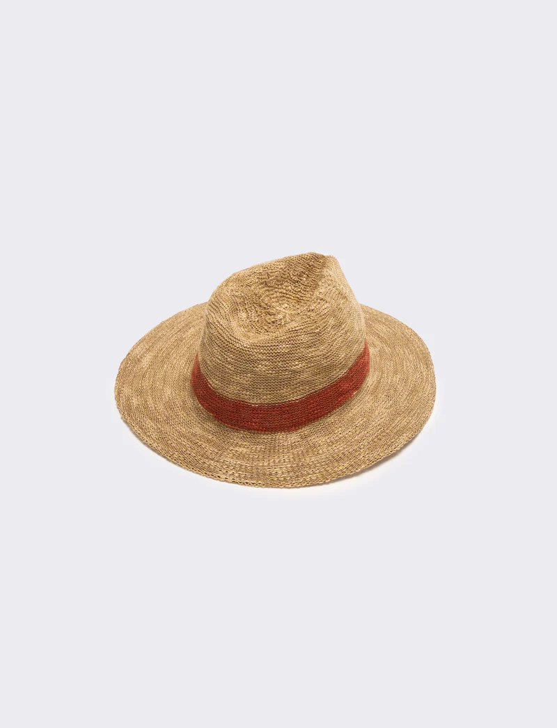 Cappello donna tesa larga in maglina lurex - Marrone
