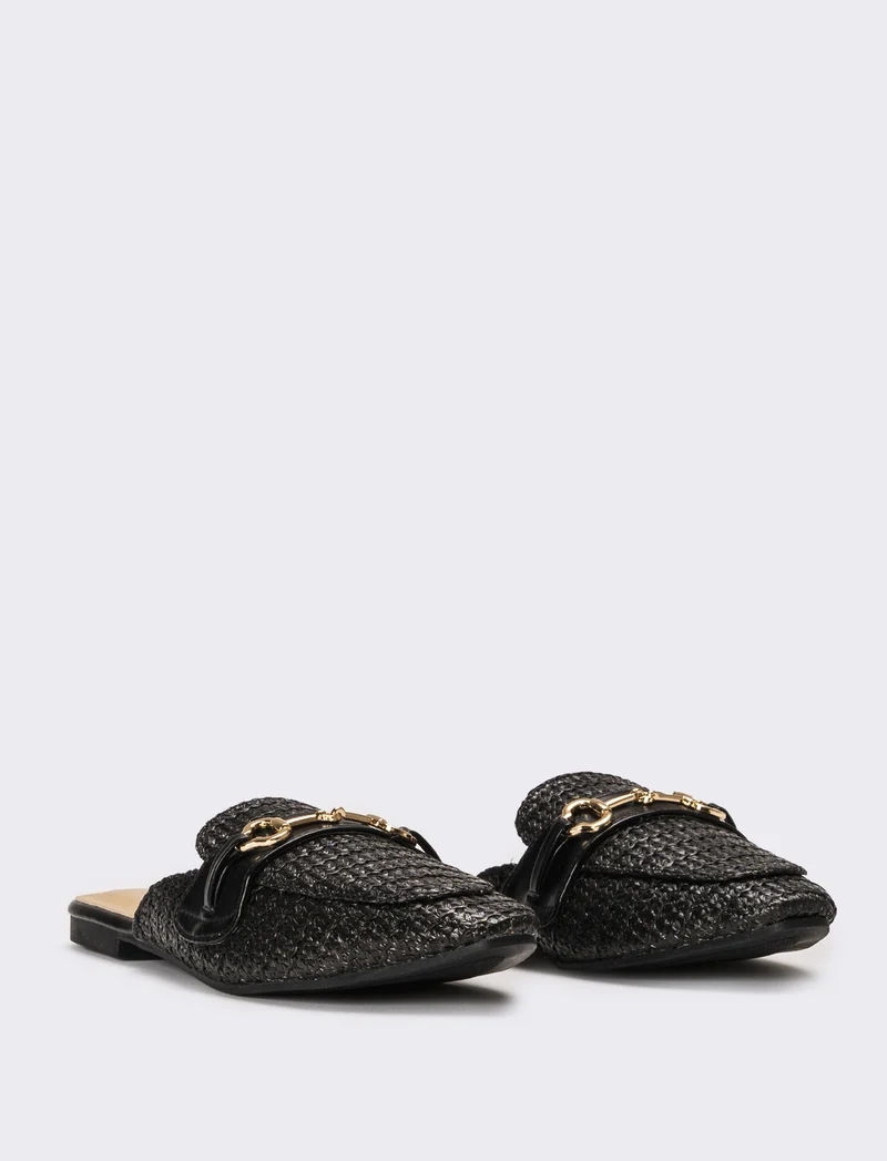 Mule in rafia - Nero
